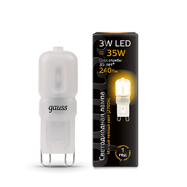 

Лампа Gauss LED G9 AC220-240V 3W 240lm 2700K пластик (107409103, 107409103