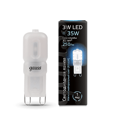 

Лампа Gauss LED G9 AC220-240V 3W 250lm 4100K пластик (107409203, 107409203