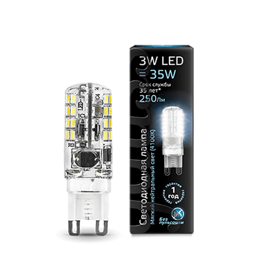 

Лампа Gauss LED G9 AC150-265V 3W 240lm 4100K силикон (107709203), 107709203