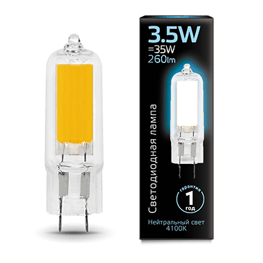 

Лампа Gauss LED G4 AC220-240V 3.5W 260lm 4100K Glass (107807203), 107807203