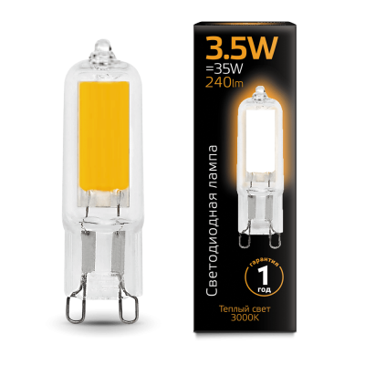 

Лампа Gauss LED G9 AC220-240V 3.5W 240lm 3000K Glass (107809103), 107809103
