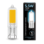 Лампа Gauss LED G9 AC220-240V 5.5W 500lm 4100K Glass (107809205)