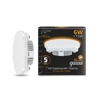 

Лампа Gauss LED GX53 6W 460lm 3000K (108008106), 108008106