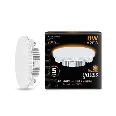 

Лампа светодиодная Gauss LED GX53 8W 680lm 3000K (108008108), 108008108