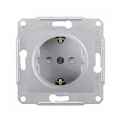 SE Sedna Алюминий Розетка 1-я с/з с защитными шторками (SDN3000160)