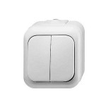 Выключатель 2-х клавишный IP44 для открытого монтажа Duro 2000 WW чисто-белый [BJE2601/5 WW] 1085-0-1420