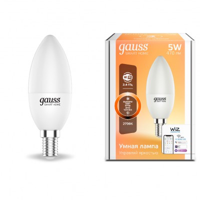 

Лампа Gauss Smart Home С37 5W 470lm 2700К Е14 диммируемая LED (1100112), 1100112