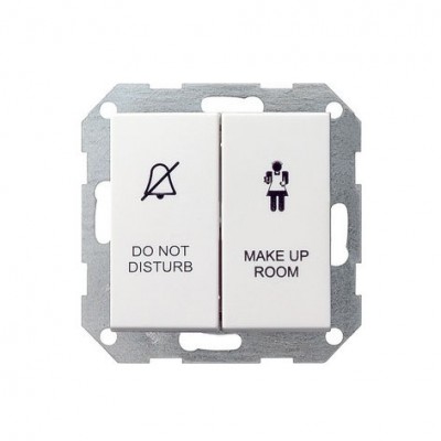 Gira S-55 Бел глянц Выключатель 2-клавишный c индикацией для отелей, в сборе (G110403)