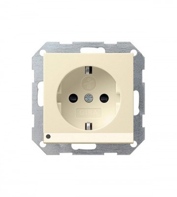 Gira S-55 Крем глянц Розетка с/з с защитой и индикацией напряжения (G117001)