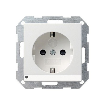 Gira S-55 Бел глянц Розетка с/з с защитой и индикацией напряжения (G117003)