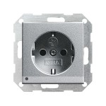 Gira S-55 Алюминий Розетка с/з с защитой и индикацией напряжения (G117026)