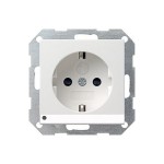 Gira S-55 Бел Розетка с/з с защитой и индикацией напряжения (G117027)