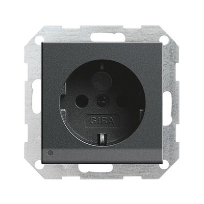 Gira S-55 Антрацит Розетка с/з с защитой и индикацией напряжения (G117028)
