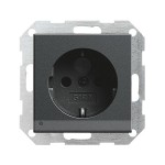 Gira S-55 Антрацит Розетка с/з с защитой и индикацией напряжения (G117028)