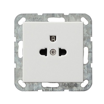 Gira S-55 Бел Розетка с/з и защитой от детей, "EURO-US" 10А, 250В~ (G11727)
