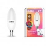 Лампа Gauss Smart Home С37 5W 470lm 2700-6500К Е14 RGBW+изм.цвет.темп.+диммирование LED (1190112)