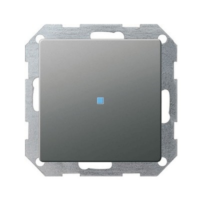 Gira E22 Сталь Выключатель 1-клавишный 2-х полюсный (G12220)