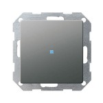 Gira E22 Сталь Выключатель 1-клавишный 2-х полюсный (G12220)