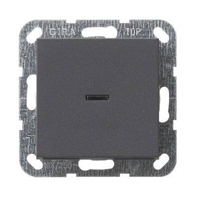Gira S-55 Антрацит Выключатель 1-клав 2-х пол c подсв нажимной в сборе с клавишей (клав с самовозвр) (G12228)