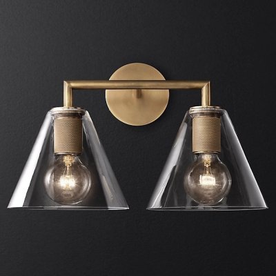 Бра RH Utilitaire Funnel Shade Double Sconce Brass ImperiumLoft 123267-22