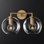 Бра RH Utilitaire Globe Shade Double Sconce Brass ImperiumLoft 123273-22