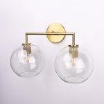 Бра RH Utilitaire Globe Shade Double Sconce Brass ImperiumLoft 123273-22