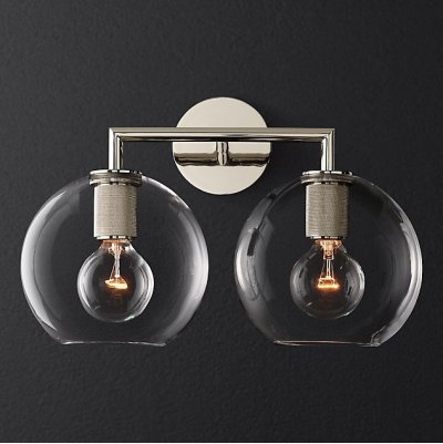 Бра RH Utilitaire Globe Shade Double Sconce Silver ImperiumLoft 123274-22