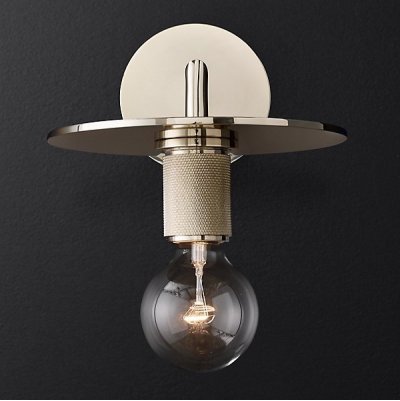 Бра RH Utilitaire Knurled Disk Shade Sconce Silver ImperiumLoft 123283-22 Бра RH Utilitaire Knurled Disk Shade Sconce Silver ImperiumLoft 123283-22