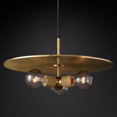 Люстра RH Utilitaire Disk Triple Pendant Brass ImperiumLoft 123646-22