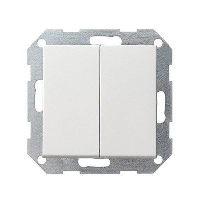 Gira S-55 Бел глянц Выключатель 2-клавишный нажимной (с самовозвр.) (G12503)