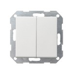Gira S-55 Бел глянц Выключатель 2-клавишный нажимной (с самовозвр.) (G12503)