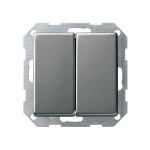 Gira E22 Сталь Выключатель 2-клавишный (G12520)