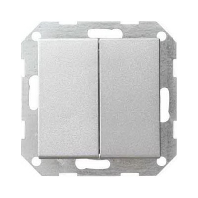 Gira S-55 Алюминий Выключатель 2-клавишный нажимной (клавиши с самовозвратом) (G12526)