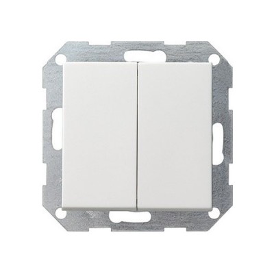 Gira S-55 Бел Выключатель 2-клавишный нажимной (клавиши с самовозвратом) (G12527)