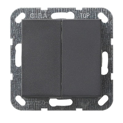Gira S-55 Антрацит Выключатель 2-клавишный нажимной (клавиши с самовозвратом) (G12528)