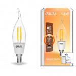 Лампа Gauss Smart Home Filament СF35 4,5W 495lm 2700К E14 диммируемая LED (1260112)
