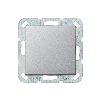 Gira S-55 Алюминий Переключатель 1-клав нажимной в сборе с клавишей (клавиша с самовозвратом) (G12626)