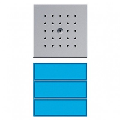 Gira TX-44 Алюминий Вызывная станция (аудио) для скрытого монтажа, на 3 абонента, синяя подсветка (G127265)