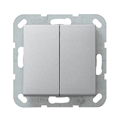 Gira S-55 Алюминий Переключатель 2-клавишный нажимной (клавиши с самовозвратом) (G12826)