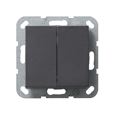 Gira S-55 Антрацит Переключатель 2-клавишный нажимной (клавиши с самовозвратом) (G12828)