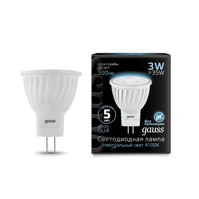 

Лампа светодиодная Gauss LED MR11 GU4 3W 300lm 4100K (132517203), 132517203