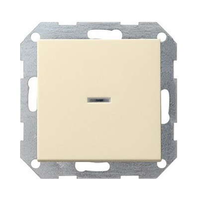 Gira S-55 Крем глянц Переключатель 1-клав нажимной в сборе с клавишей(самовозврат)контр. подсв (G13601)