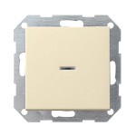 Gira S-55 Крем глянц Переключатель 1-клав нажимной в сборе с клавишей(самовозврат)контр. подсв (G13601)