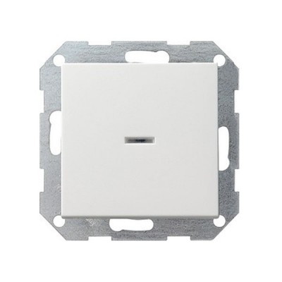 Gira S-55 Бел глянц Переключатель 1-клав нажимной в сборе с клавишей(самовозврат)контрольная подсв (G13603)