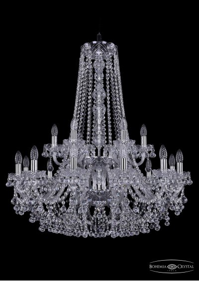 Люстра хрустальная Bohemia Ivele 1409/12+6/300/h-94/2d/Ni