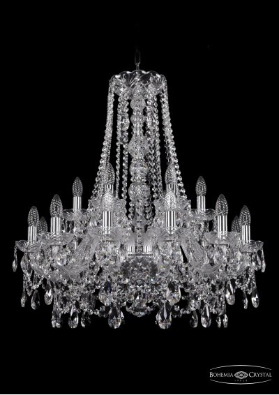 Люстра хрустальная Bohemia Ivele 1411/12+6/240/h-80/Ni Люстра хрустальная Bohemia Ivele 1411/12+6/240/h-80/Ni