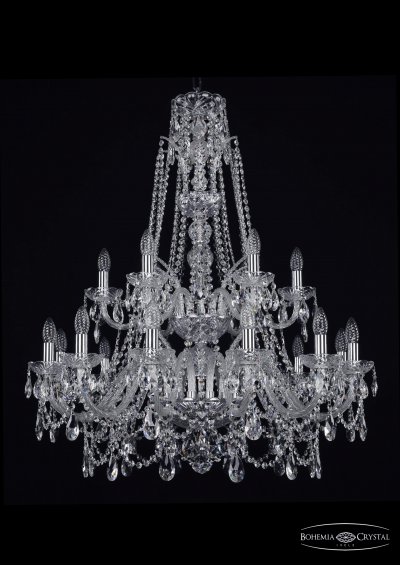 Люстра хрустальная Bohemia Ivele 1411/12+6/300/XL-99/2d/Ni Люстра хрустальная Bohemia Ivele 1411/12+6/300/XL-99/2d/Ni
