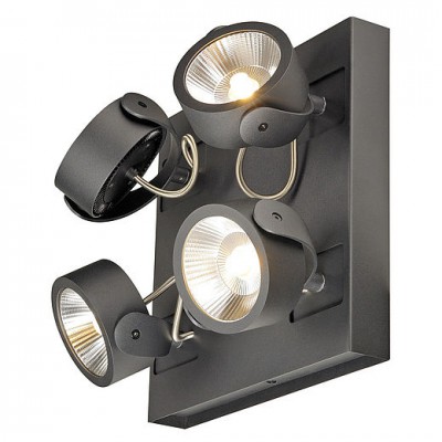 SLV 147640 KALU Wandleuchte, 4LED Spots, mattschwarz, 4x10W, 3000K, Leiste quadratisch