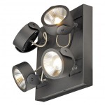 SLV 147640 KALU Wandleuchte, 4LED Spots, mattschwarz, 4x10W, 3000K, Leiste quadratisch