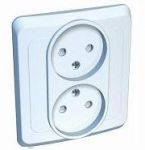 Lexel Этюд 2-ая розетка без заземления, со шторками белый (скр.устан.) (PC16-006b)